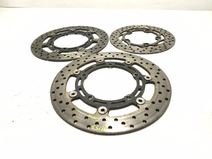 2004 Yamaha Fz6 S Brake Rotor Disc Rear & Front 3 Pcs OEM
