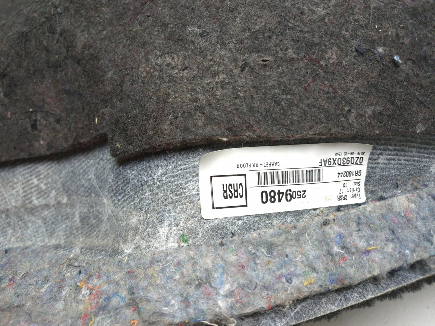 2016 Dodge Grand Caravan Se Rear Interior Floor Carpet OEM
