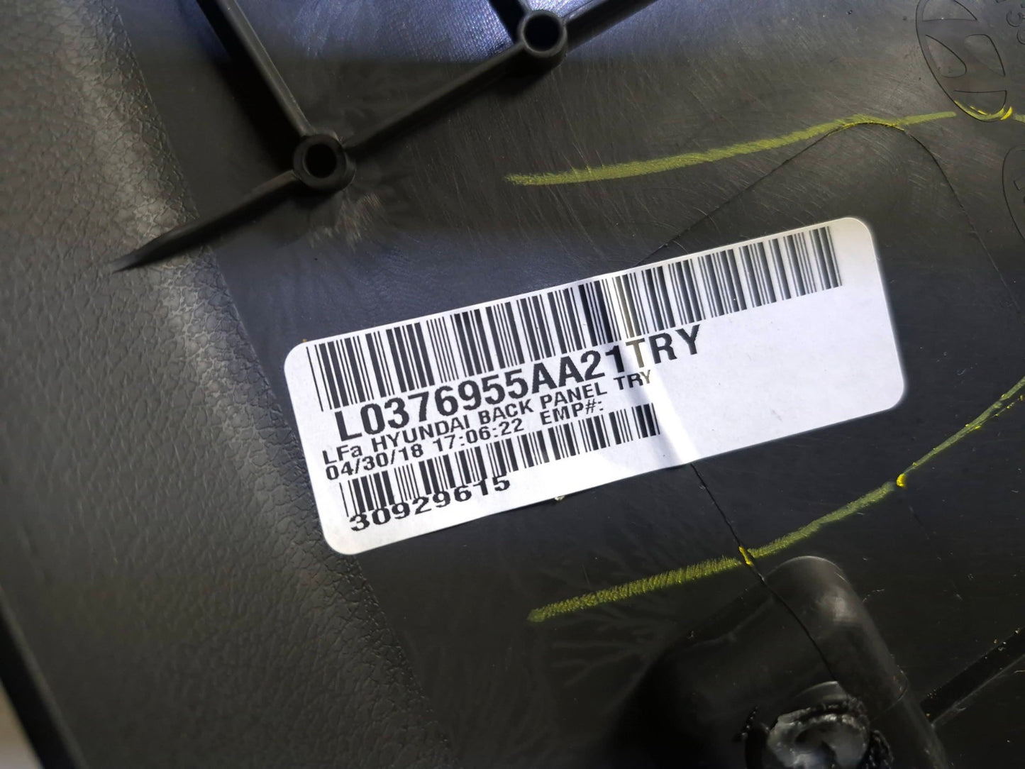 2018 Hyundai Sonata Sport Front Seat Back Cover Panel Right Passenger Side OEM