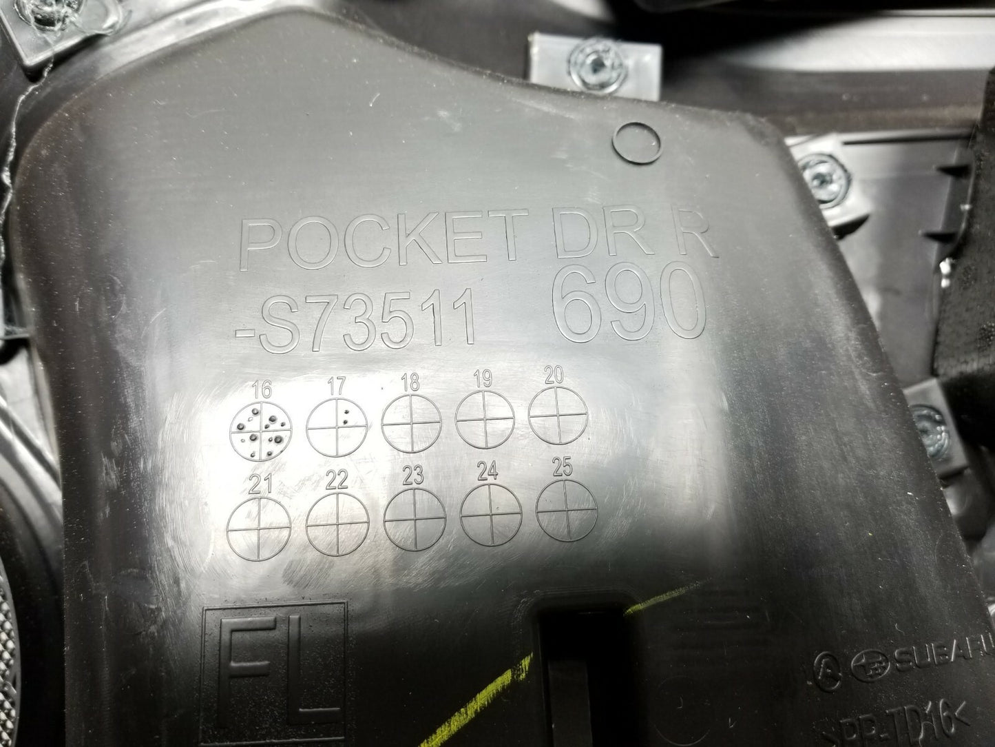 2017 Subaru Impreza Rear Door Trim Panel Left Driver Side OEM