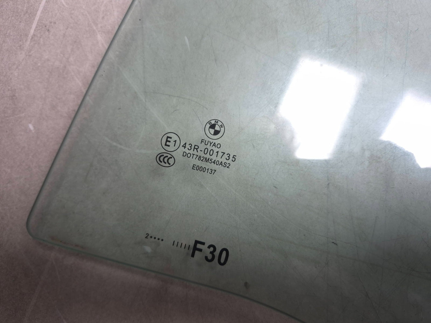 2013 BMW 328i F30 Rear Door Window Glass Driver Side Left OEM