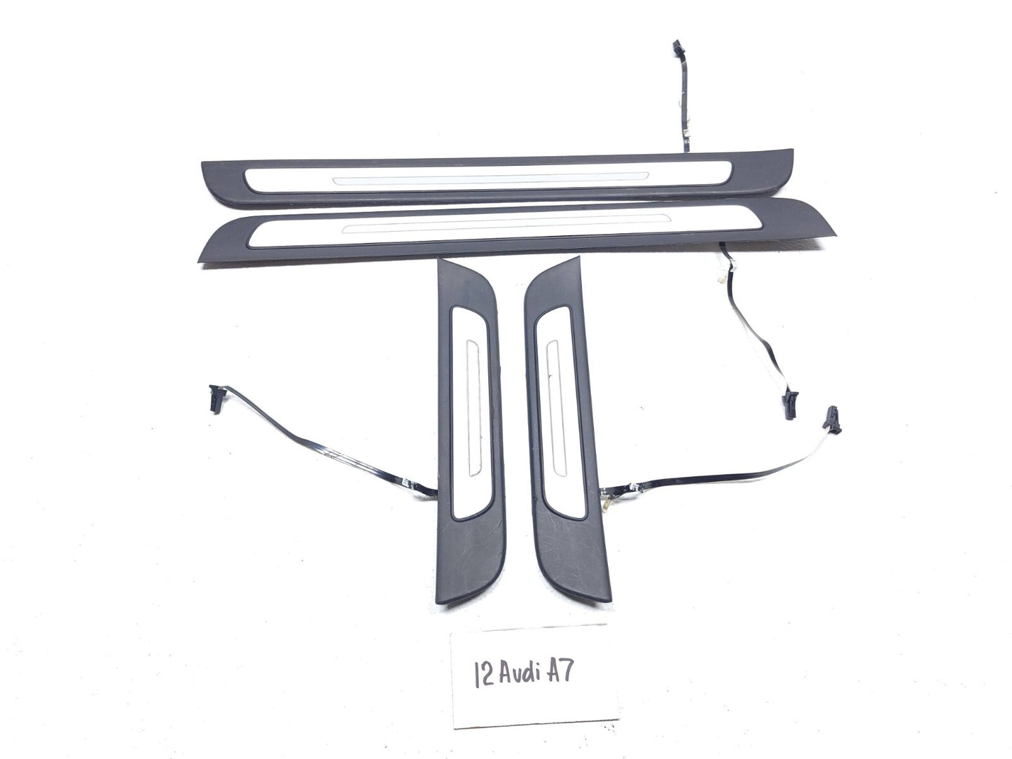 2012 Audi A7 Illuminated Door Sill Scuff Plate Light Bar Front & Rear 4 Pcs OEM