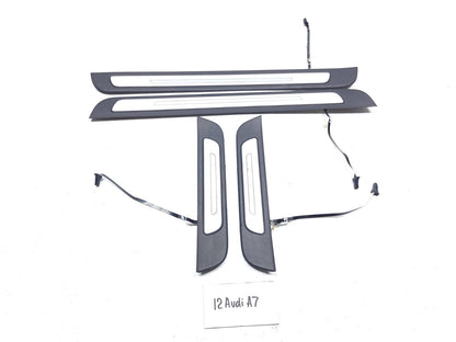 2012 Audi A7 Illuminated Door Sill Scuff Plate Light Bar Front & Rear 4 Pcs OEM
