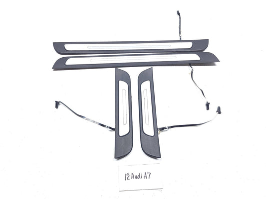 2012 Audi A7 Illuminated Door Sill Scuff Plate Light Bar Front & Rear 4 Pcs OEM