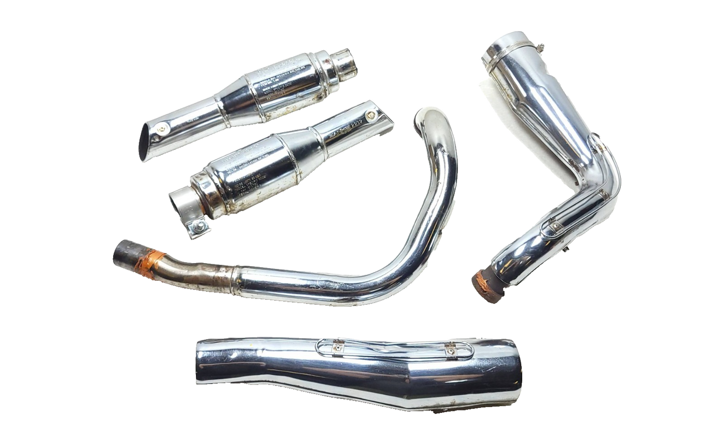 1986 Kawasaki Vulcan 750 Vn750 Exhaust System Muffler 5 Pcs OEM