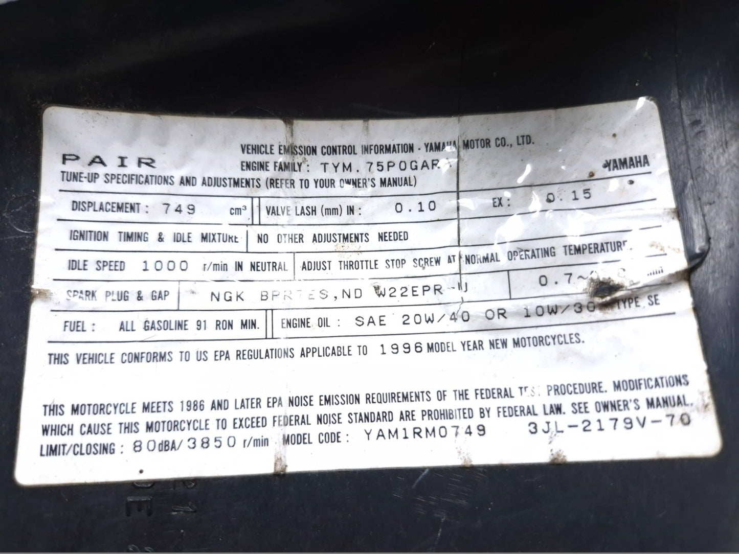 1996 Yamaha Virago Xv750 Side Cover OEM