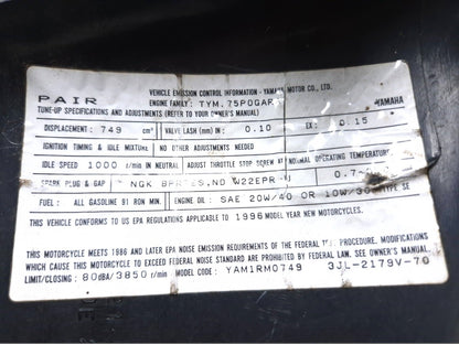 1996 Yamaha Virago Xv750 Side Cover OEM