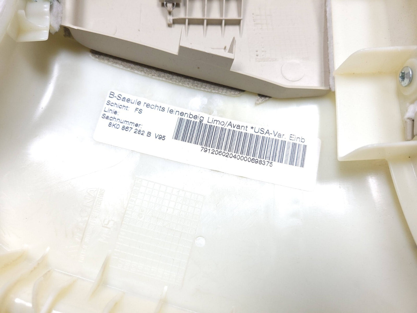 2009 - 2016 Audi A4 S4 Upper & Lower B Pillar Panel Cover Trim Left & Right OEM