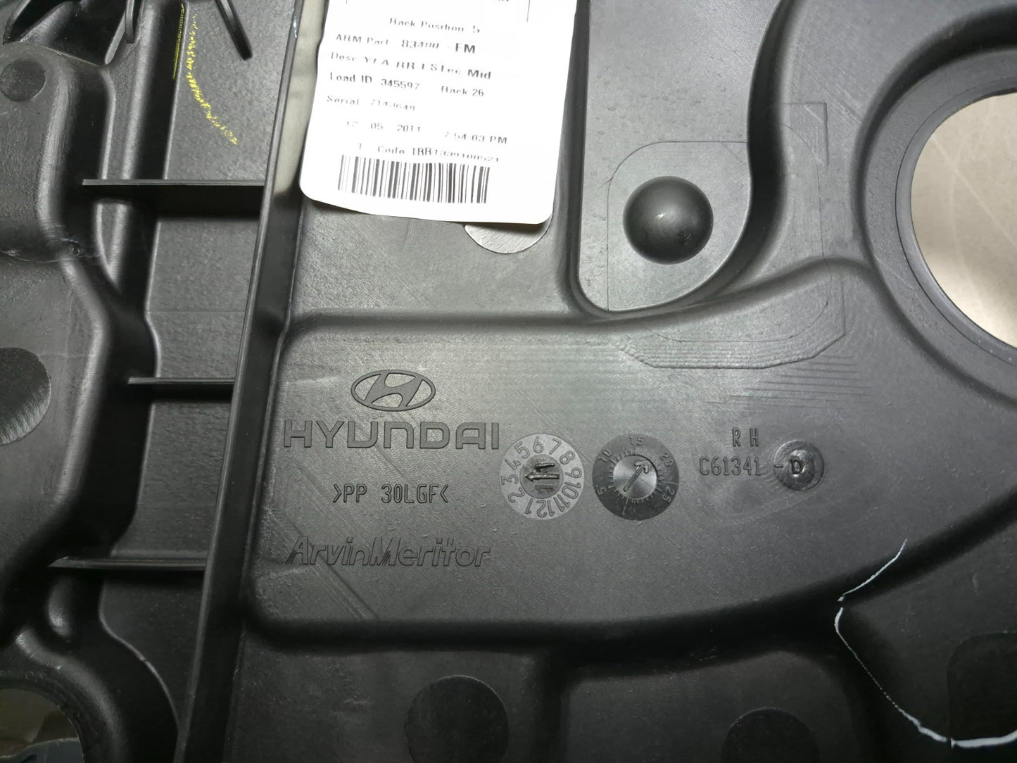 2012 Hyundai Sonata Rear Passenger Door Panel W/ Window Regulator OEM