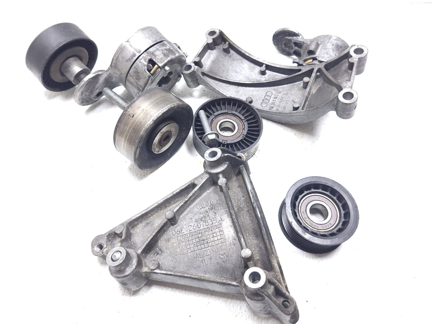 2013 Audi S4 3.0l Drive Belt Pulley Tensioner & Mount Bracket Set OEM