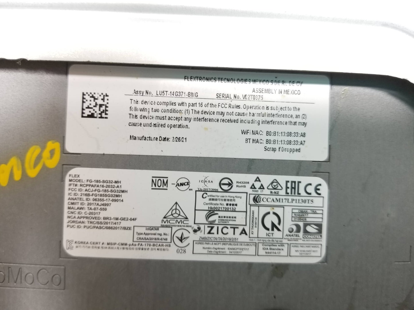 2021 Ford Bronco Sport Interface Communication Control Module OEM