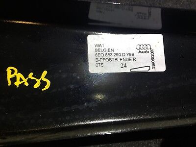 05 06 07 08 Audi A4 B7 Right Passenger Side Exterior B Pillar Trim OEM