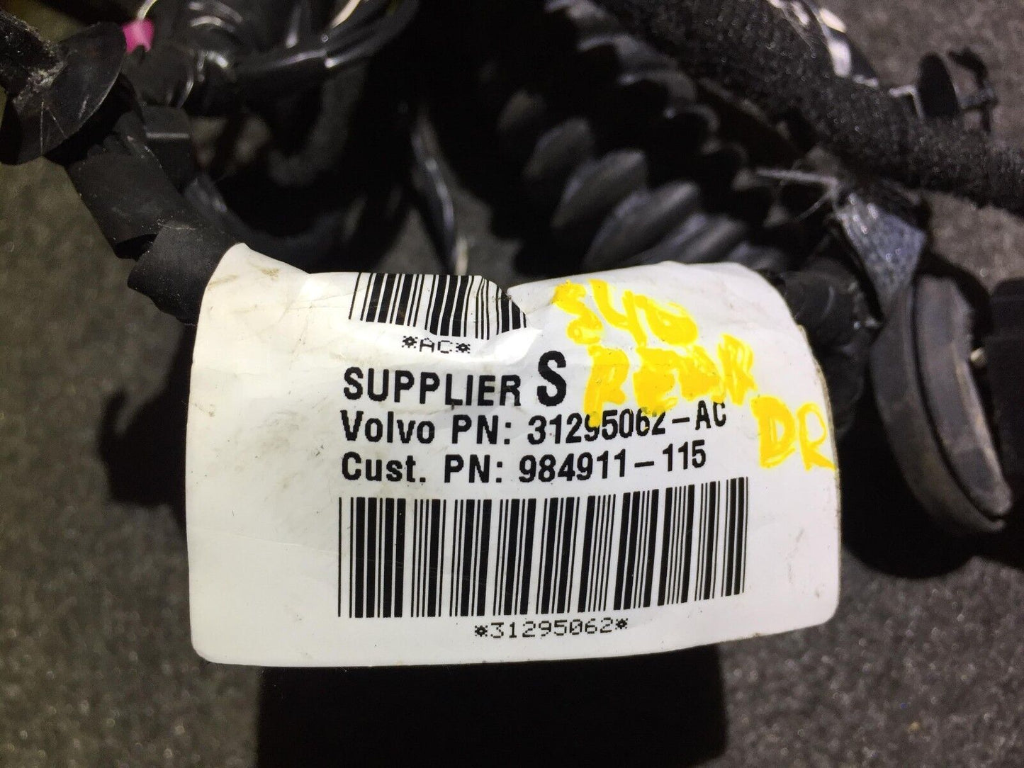 05 06 07 08 09 11 Volvo S40 Rear Left Driver Side Door Wire Harness OEM