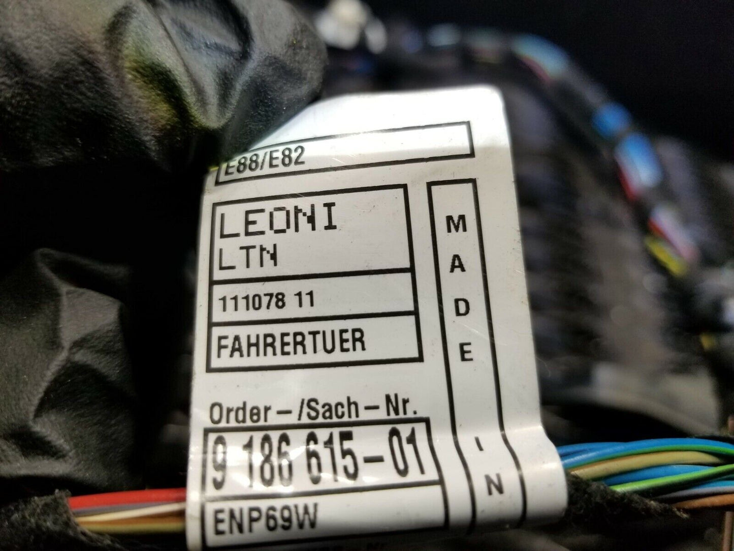 2011 2012 2013 BMW 128i 135i Front Left Driver Door Wire Harness OEM