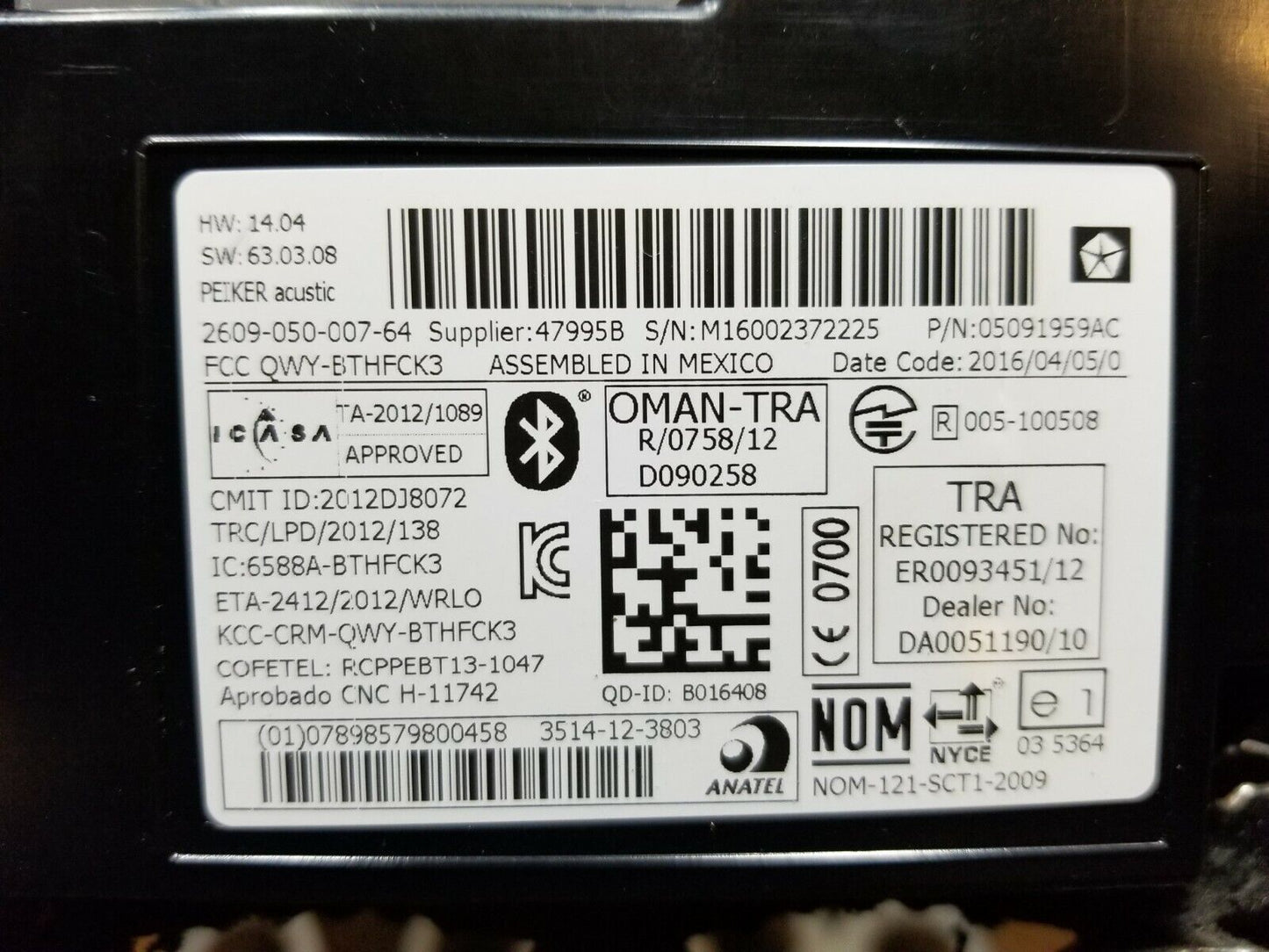 13 14 15 16 17 Jeep Compass Bluetooth Telematics Control Module OEM 30k