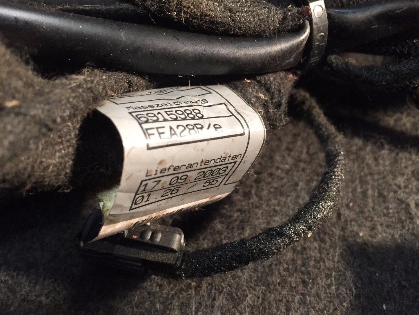 02 03 04 05 BMW 745i E65 Front Driver Left Seat Backrest Wire Wiring Harness OEM