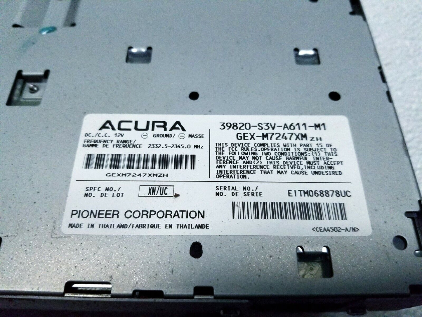 03 04 05 06 Acura MDX Satellite Receiver Module 39820-s3v-a611 OEM 55k Miles