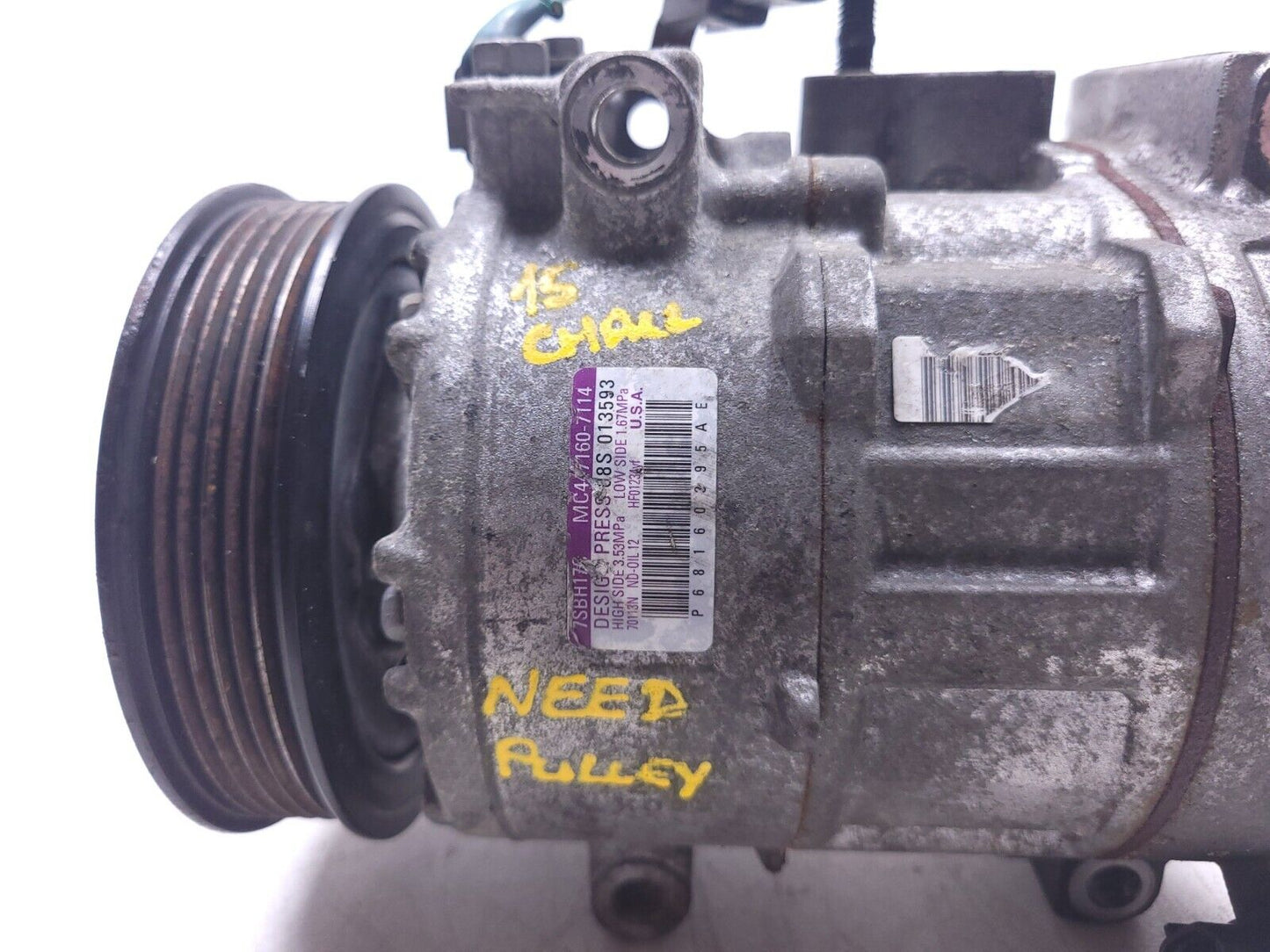 15 - 18 Dodge Challenger A/c Compressor 3.6l 68160395ae **need Pulley** OEM 87k