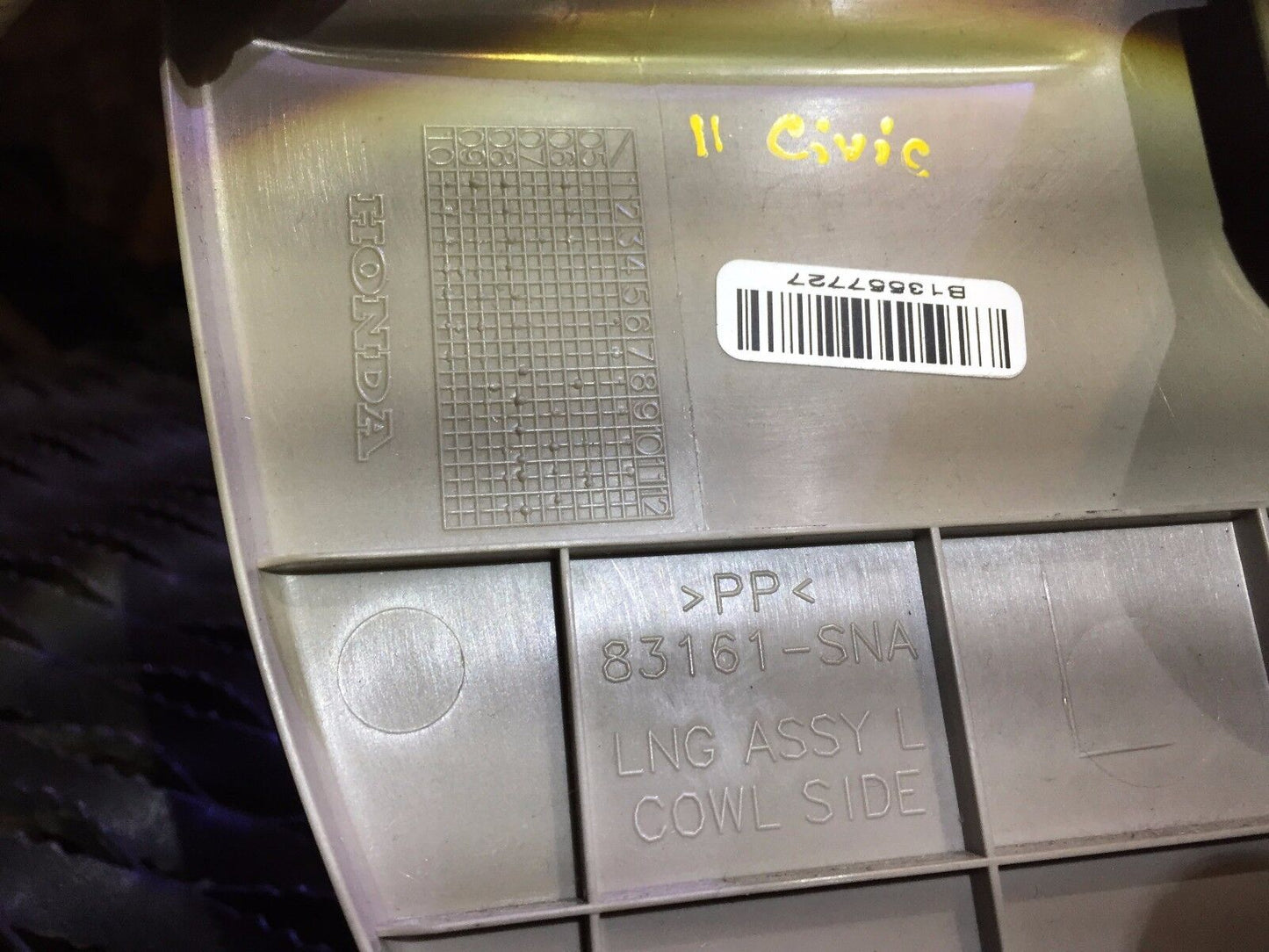 06 07 08 09 10 11 Honda Civic Left Driver Side Cowl Trim Panel OEM