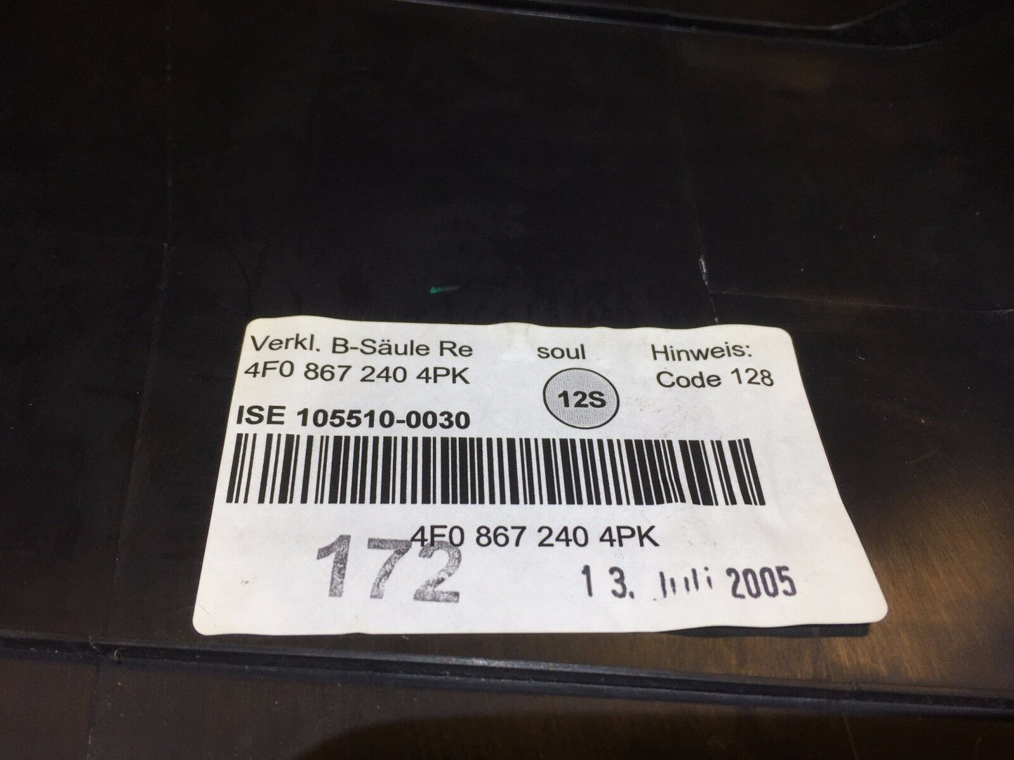 05 06 07 08 Audi A6 C6 Right Pass Lower B-pillar Molding Trim 4f0867240 OEM