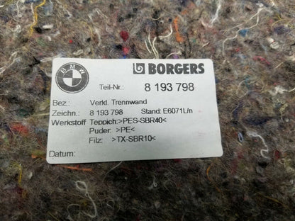 01 02 03 04 05 BMW E46 Sdn Rear Trunk Partition Seat Back Carpet OEM 125k Miles