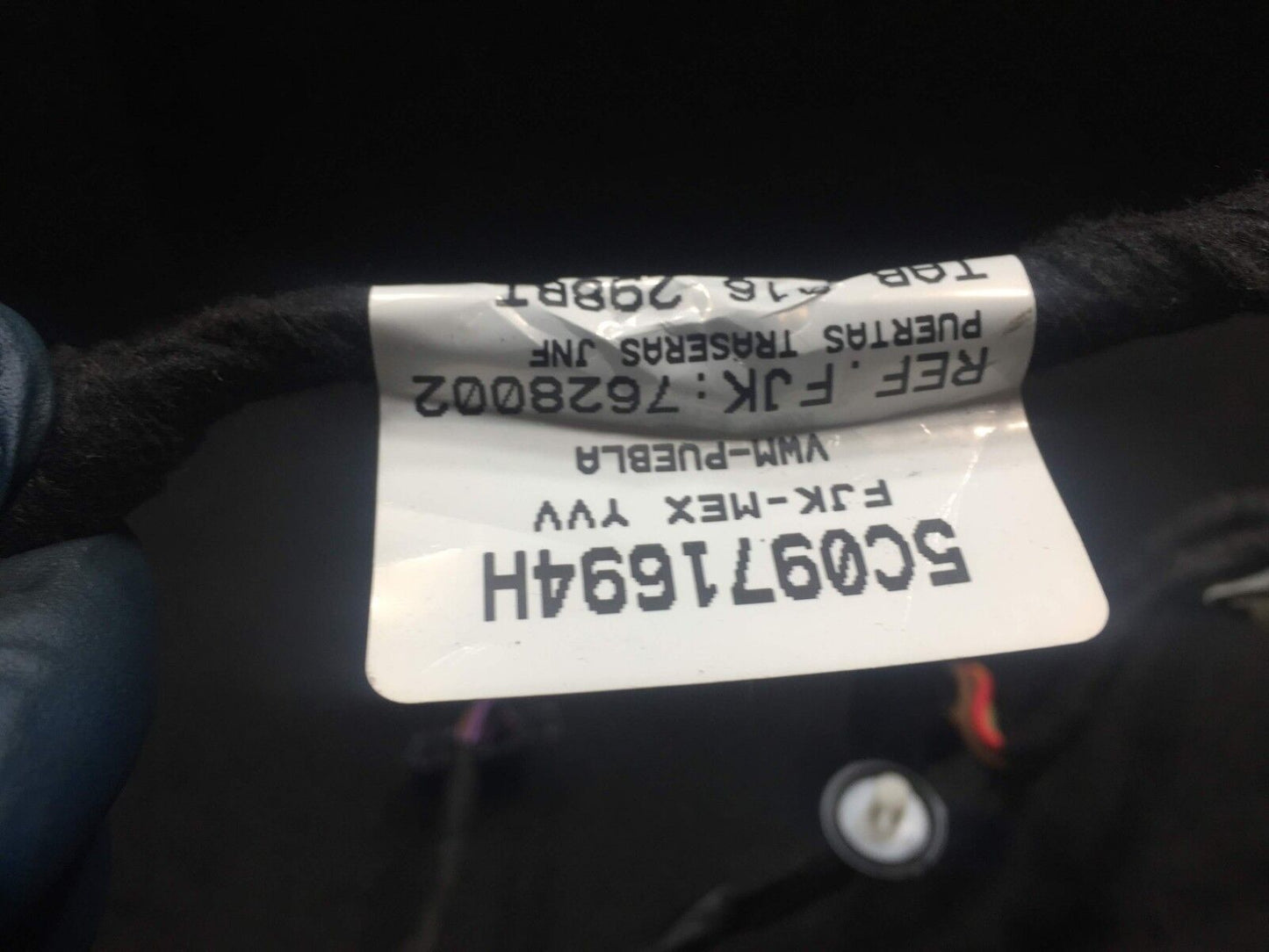 11 12 13 14 15 VW Jetta Sdn Rear Right Pass Side Door Wire Harness OEM