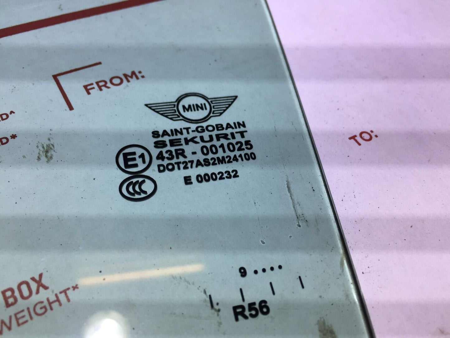 10 - 15 Mini Cooper R57 Convertible Front Left Driver Side Window Glass OEM