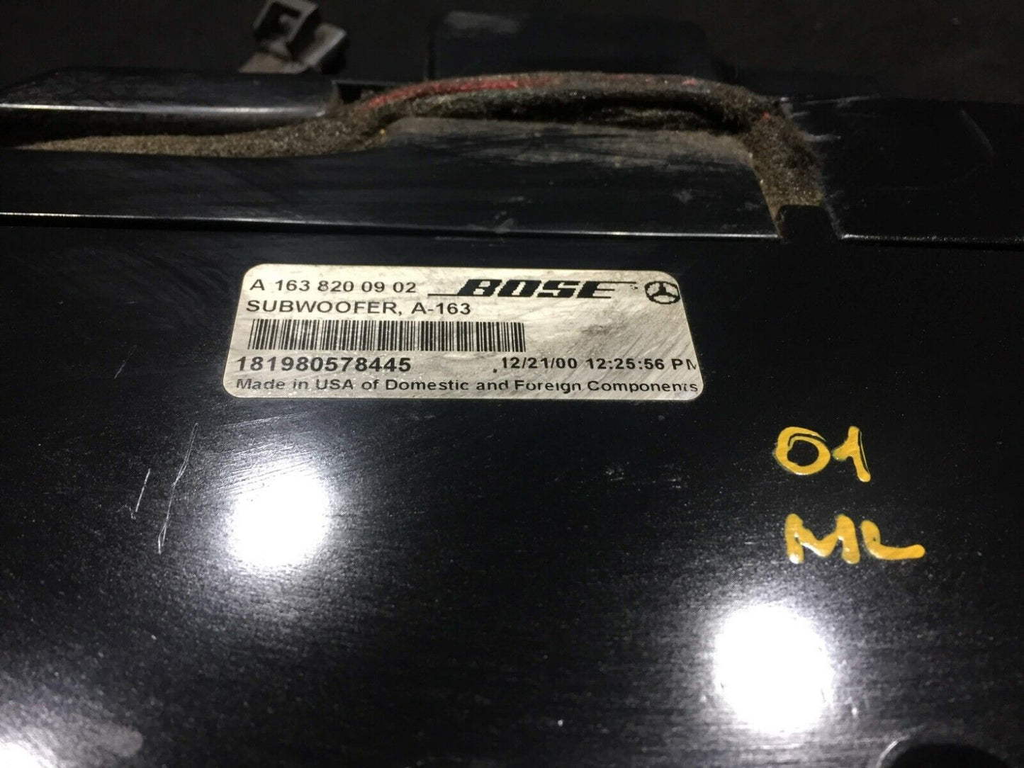 99 00 01 02 03 Mercedes W163 Audio Sound System Subwoofer Box Assembly OEM D34