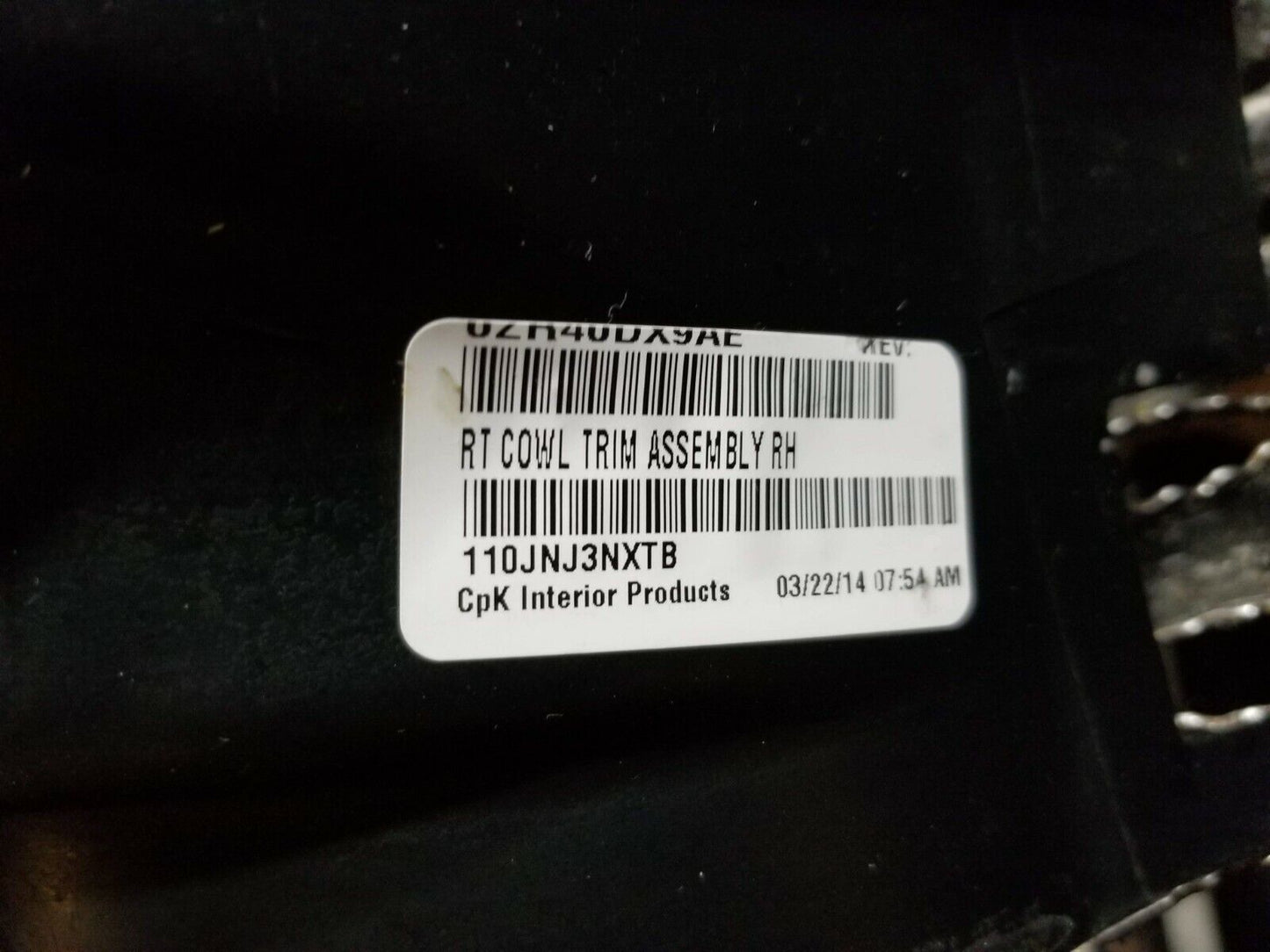 14 2014 Dodge Grand Caravan Front Right Passenger Cowl Trim Plate OEM 34k