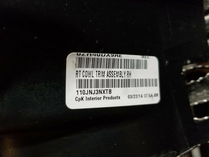 14 2014 Dodge Grand Caravan Front Right Passenger Cowl Trim Plate OEM 34k