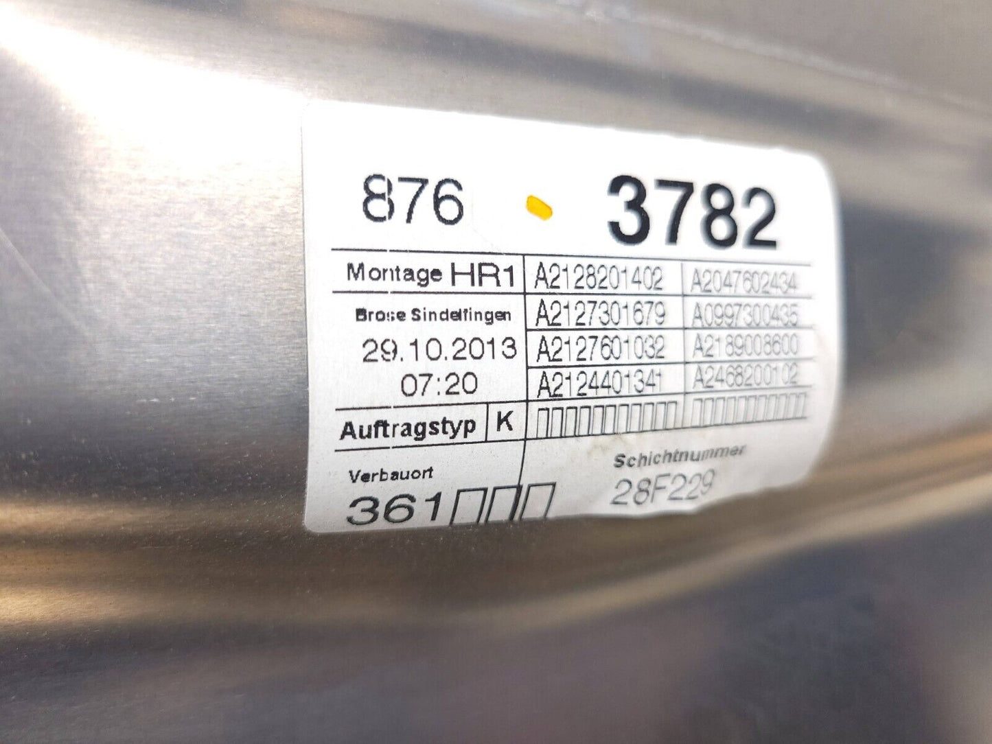 2011 - 2015 Mercedes E350 W212 Rear Door Window Regulator Right Pass Side OEM