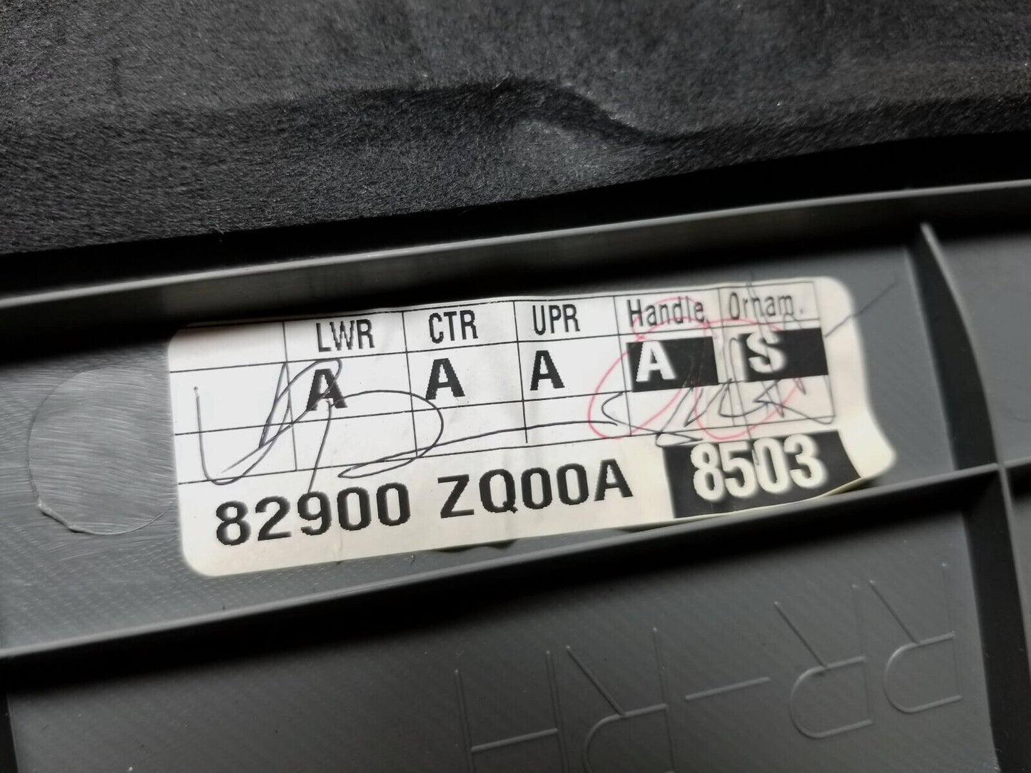 2006-2012 Nissan Armada Rear Door Trim Panel Right Pass Side OEM