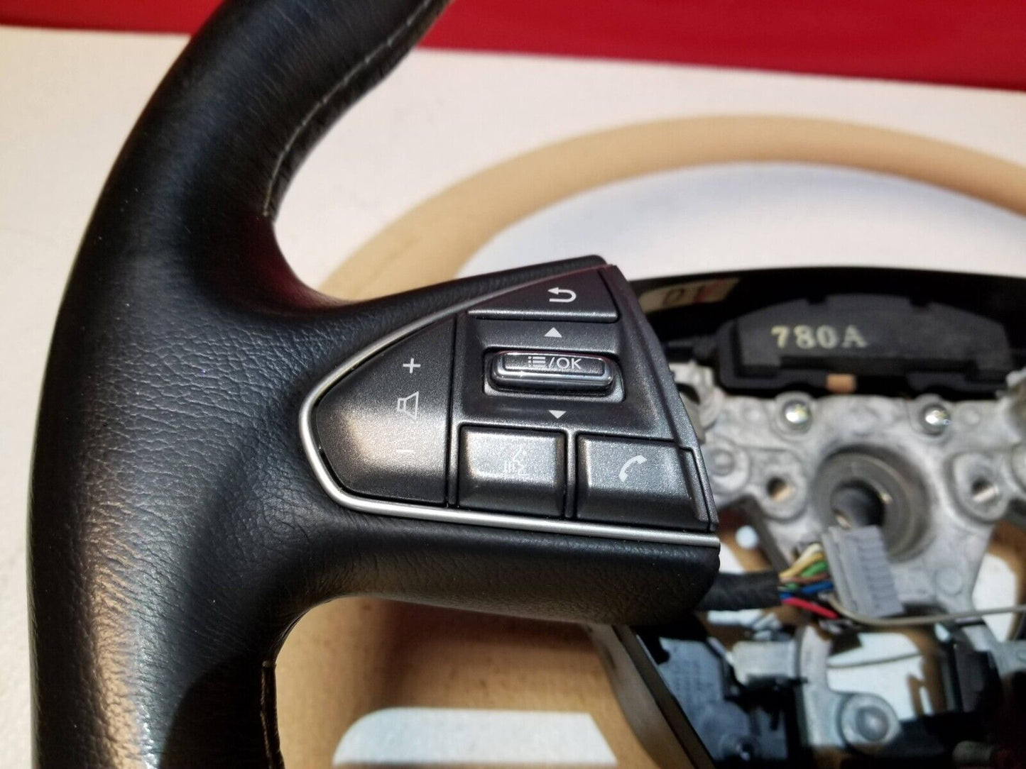 16 17 Infiniti Q50 Steering Wheel W/ Controls Leather OEM