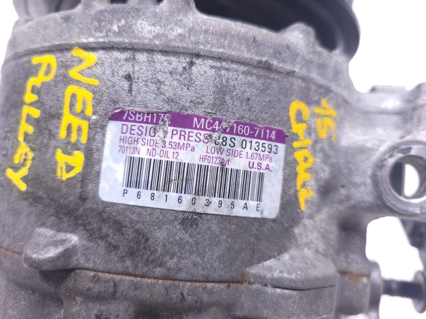 15 - 18 Dodge Challenger A/c Compressor 3.6l 68160395ae **need Pulley** OEM 87k