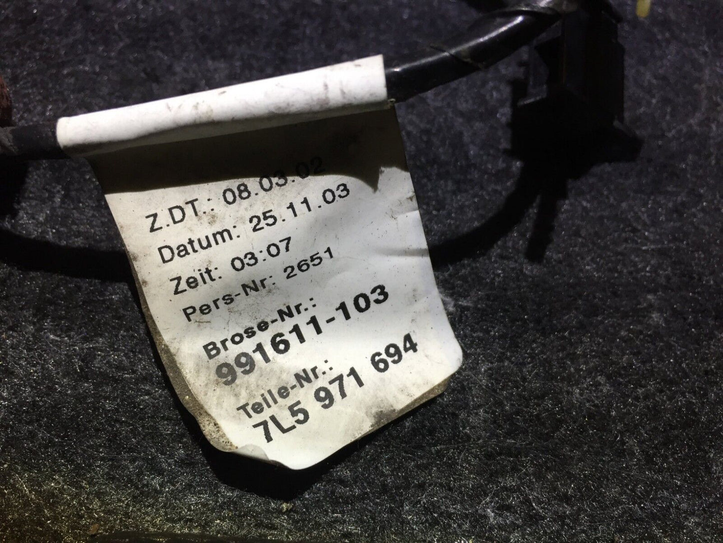 04 05 06 0porsche Cayenne Rear Right Pass Door Wiring Wire Harness 7l5971694 OEM