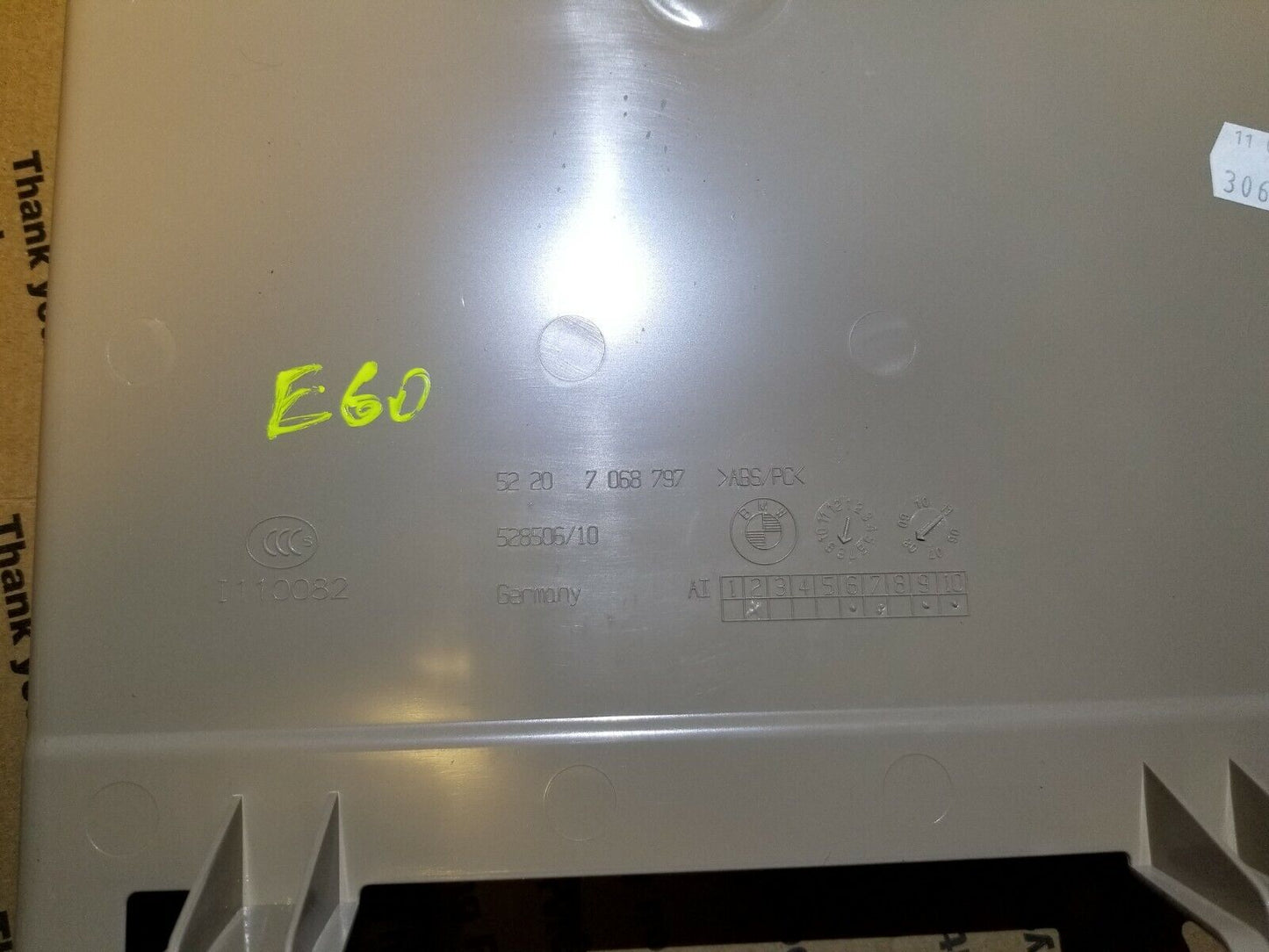 05 06 07 08 09 10 BMW E60 528ix Rear Seat Center Trunk Access Trim Panel OEM