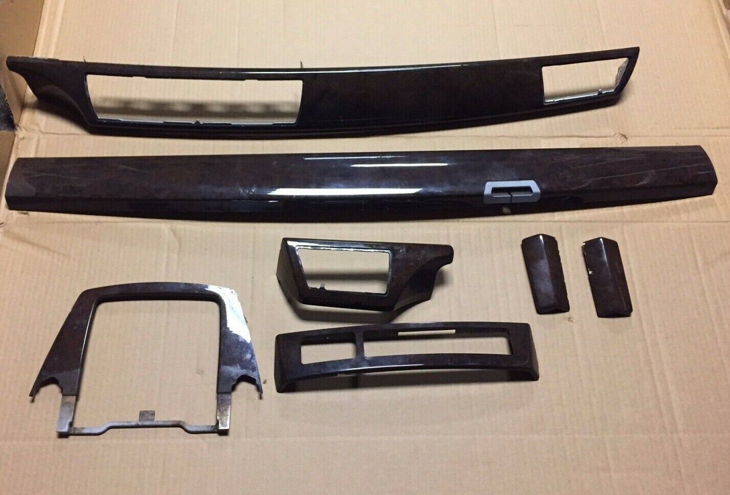 02 03 04 05 BMW 745i E65 Interior Dash Trim Center Console Wood Set OEM