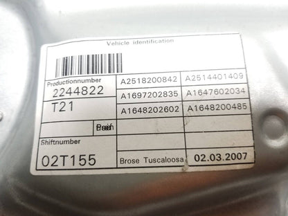 06 07 08 09 10 11 Mercedes Ml500 Front Door Window Regulator Right Pass Side OEM