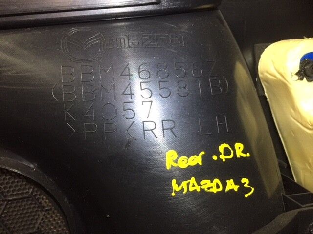 09 10 11 12 13 Mazda 3 Hatch Rear Left Door Trim Panel Driver Side OEM