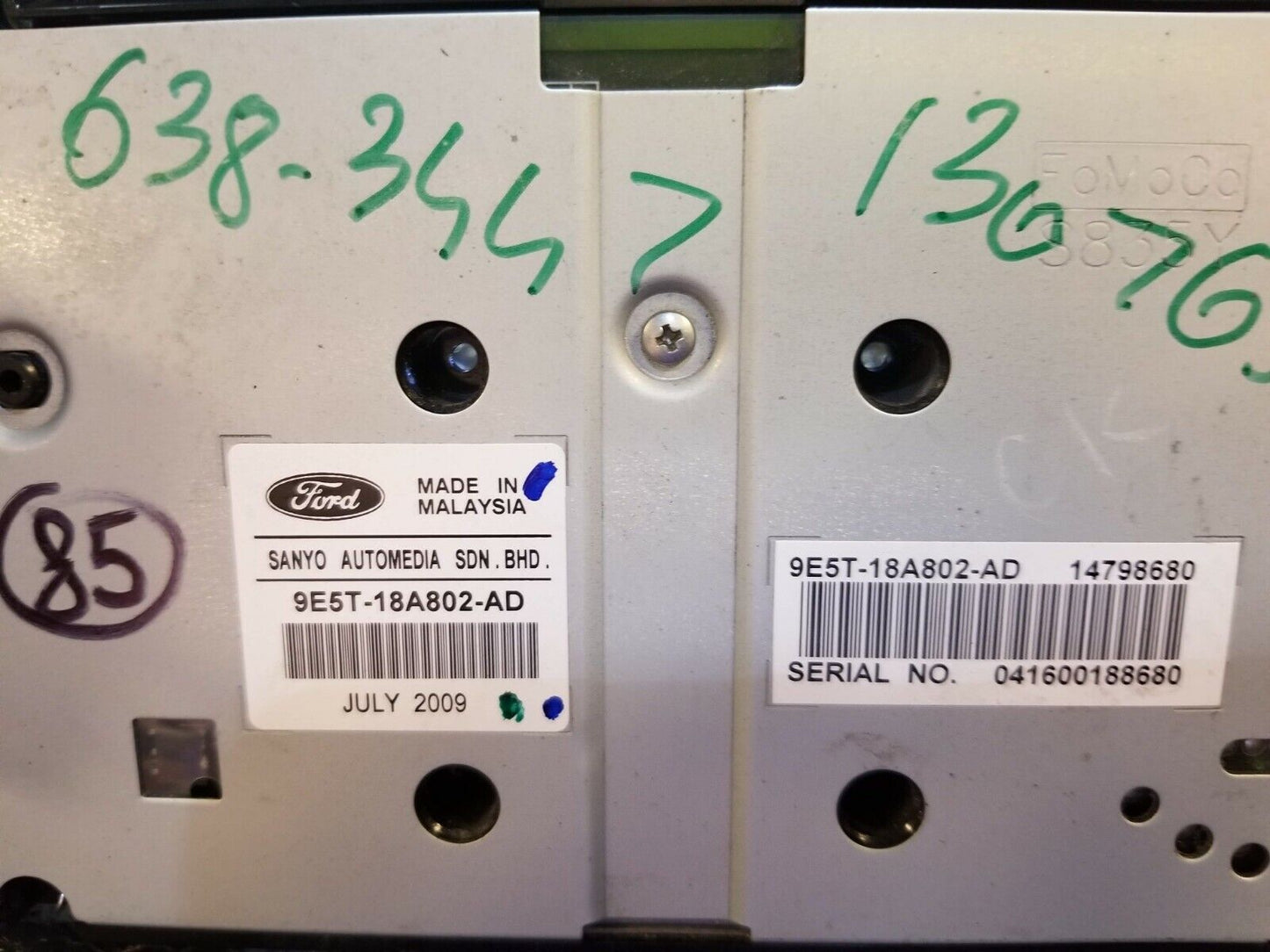10 2010 Ford Fusion Center Dash Radio Audio Control Panel 9e5t-18a802 OEM #84