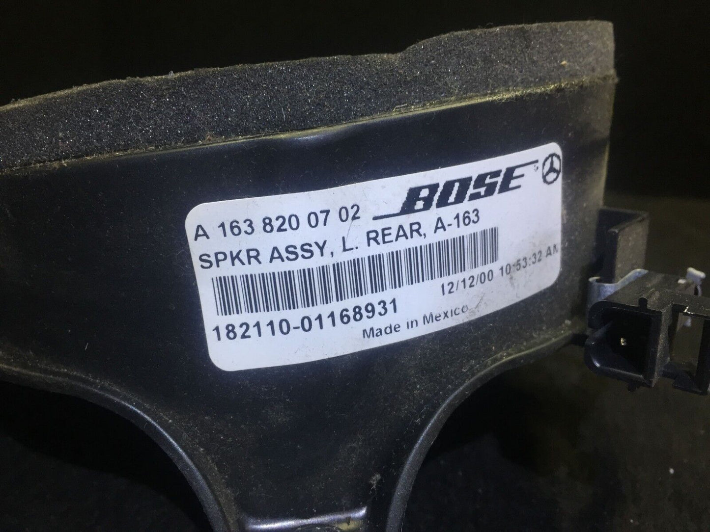 98 99 00 01 Mercedes W163 Rear Left Driver Side Door Speaker 1638200702 OEM D34