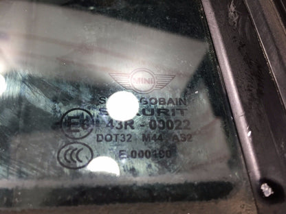 07 08 09 10 11 12 13 Mini Cooper Right Pass Side Rear Quarter Glass Window OEM