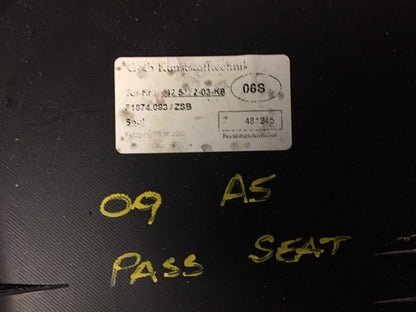 08 09 10 11 Audi A5 Coupe Front Passenger Seat Back Panel Cover W/ Net OEM D7
