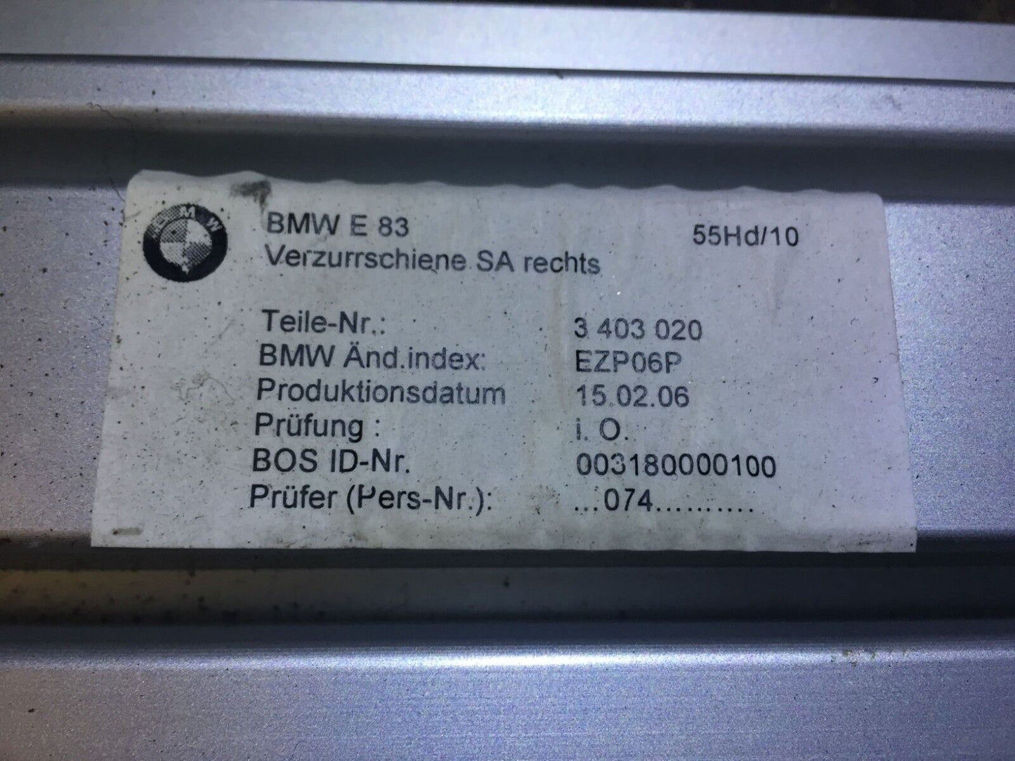 04 05 06 07 08 09 10 BMW X3 E83 Rear Cargo Tie Down Frame Rail Right OEM D34