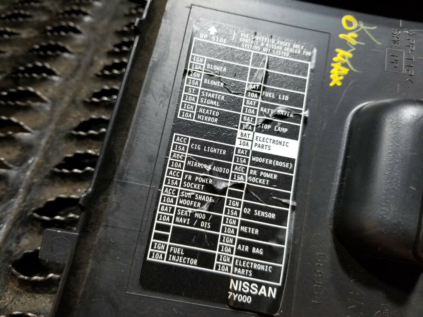 04 05 06 07 08 Nissan Maxima Fuse Box Cover Lid OEM