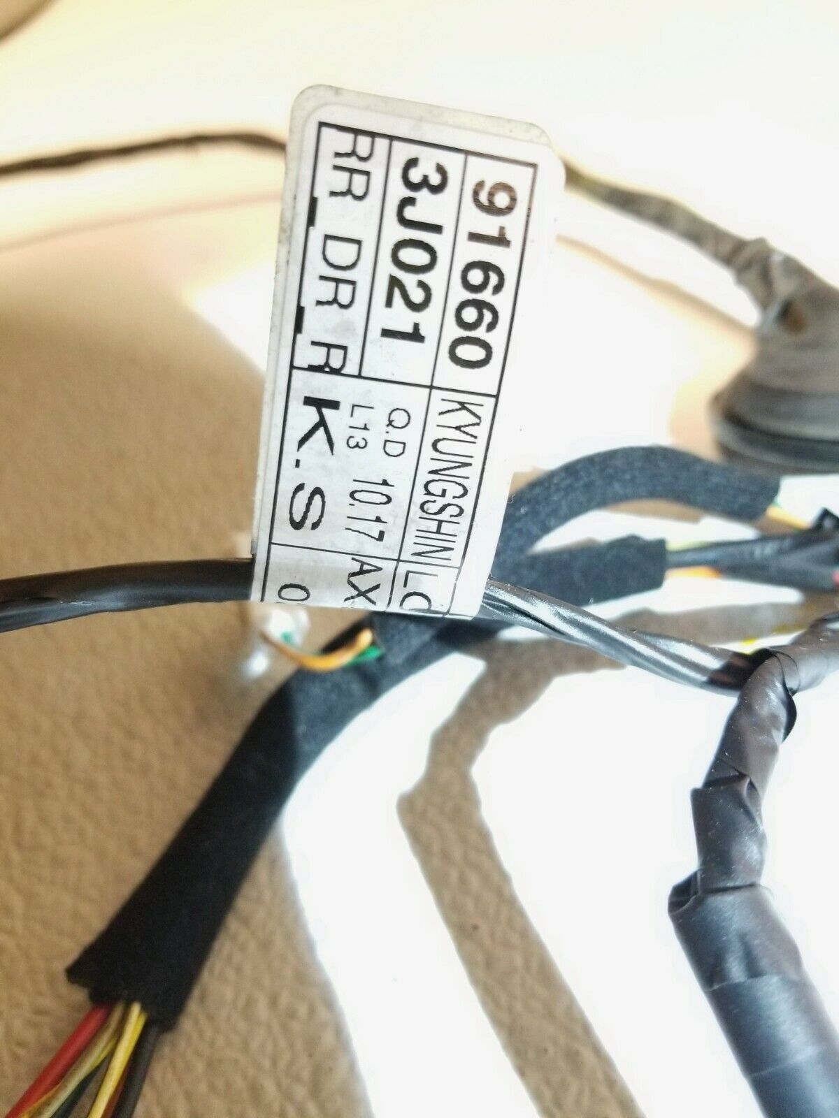 08 09 10 11 12 Hyundai Veracruz Rear Right Pass Door Wire Harness OEM