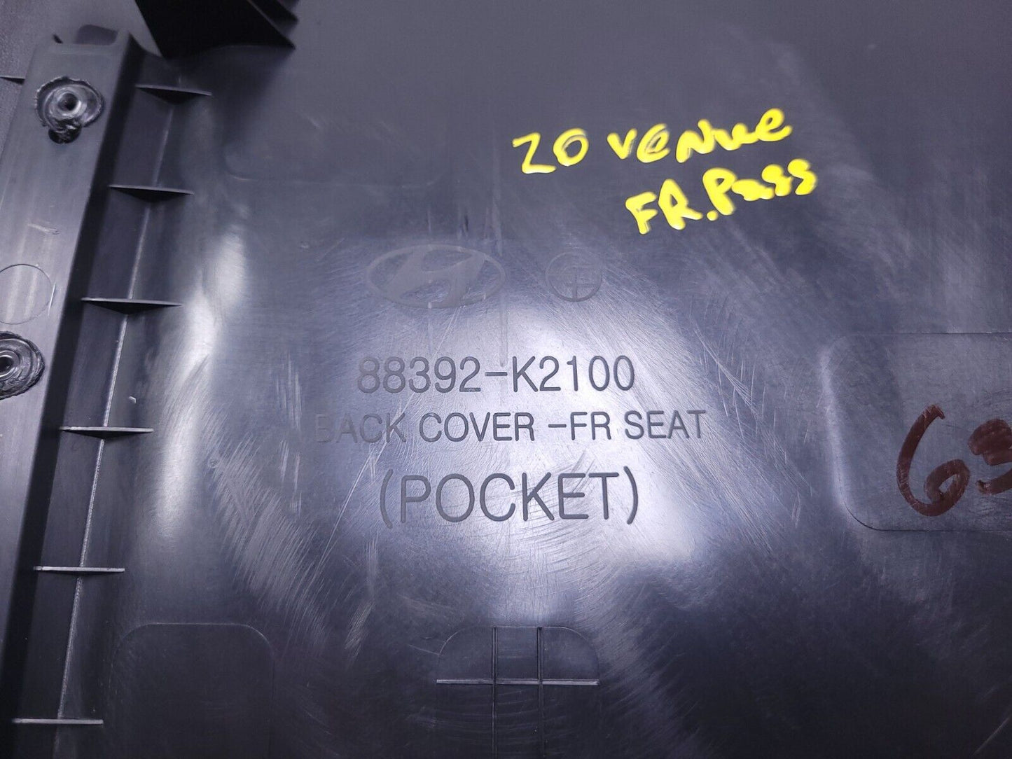 20 21 22 Hyundai Venue Front Passenger Seat Back Cover Panel OEM