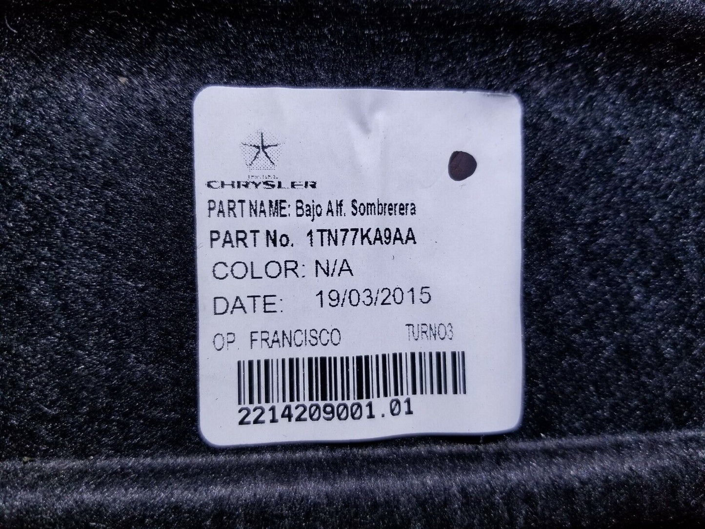 14 15 16 Fiat 500 Abarth Cover Cargo Area Tray OEM 1tn77ka9aa OEM 12k
