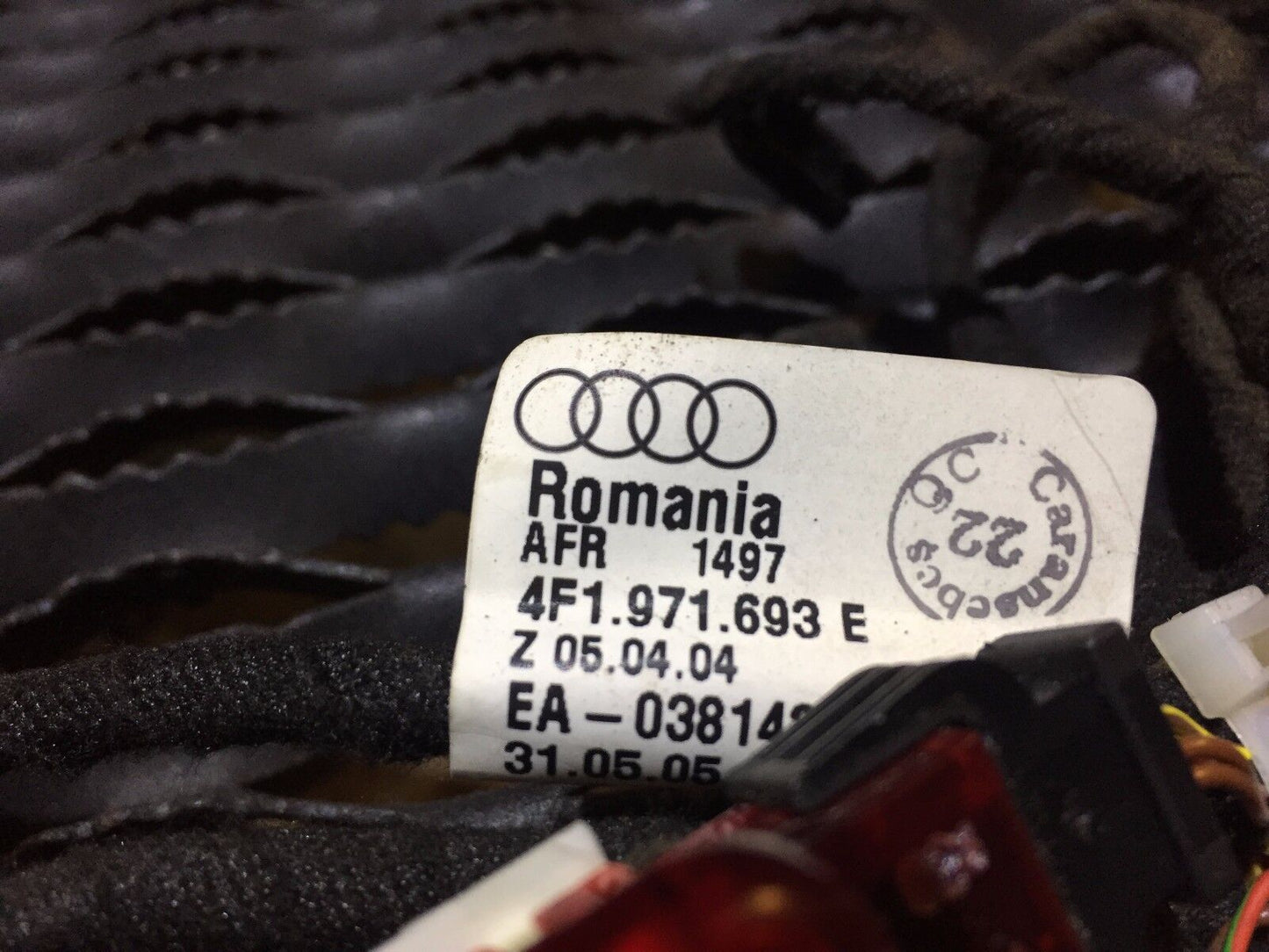 05 06 07 08 Audi A6 C6 Rear Left Driver Side Door Wire Harness OEM