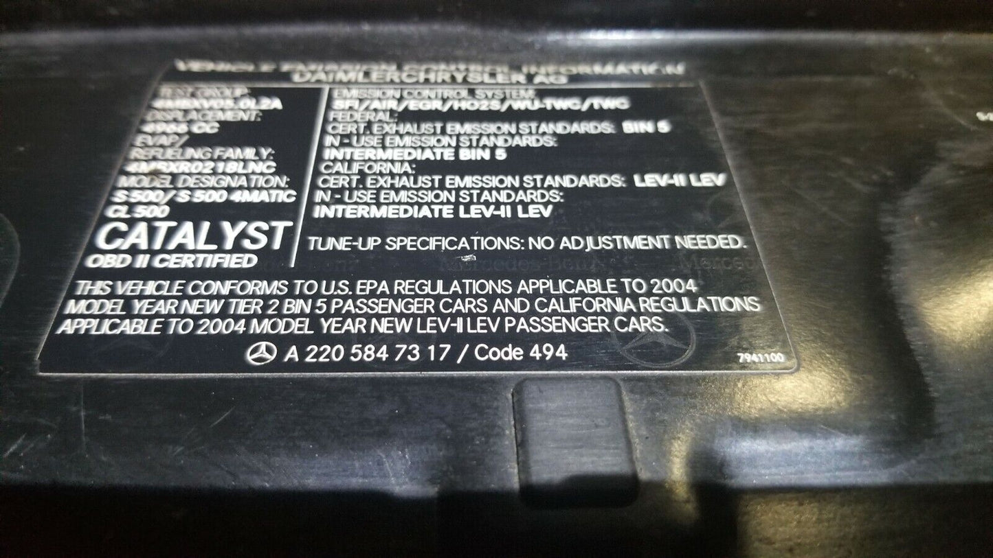 03 04 05 06 Mercedes CL500 Front Radiator Support OEM